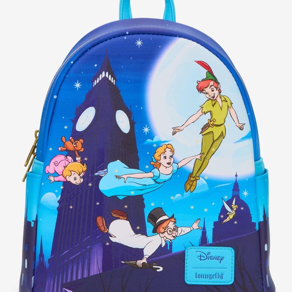 NWT Loungefly Disney Peter Pan Night Flight Mini Backpack.